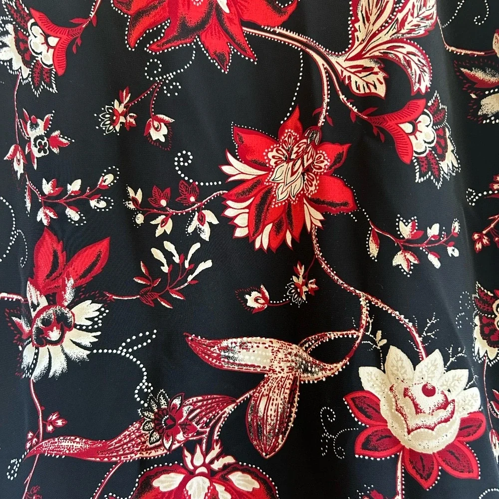 Vintage Kathie Lee Y2K 90’s Black Floral Whimsigoth Midi Wrap Skirt Size 18W/20W - Picture 4 of 11